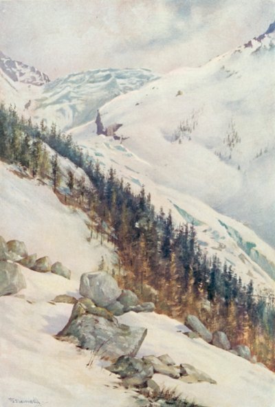 Der Gletscher von Argentiere im Winter von George Jackson Flemwell