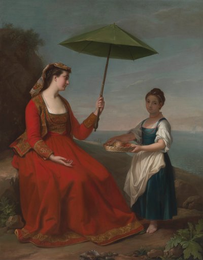 Ganzkörperporträt einer Dame von Neturrio, einem Seehafen in den Territorien des Papstes von George James