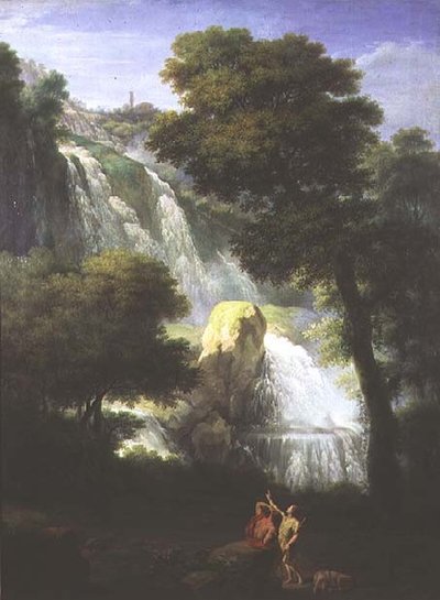 Ansicht der Wasserfälle von Terni mit klassischen Figuren im Vordergrund von George Knapton