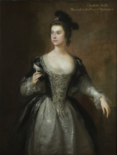 Porträt von Lady Charlotte Boyle, Baroness Clifford und Marchioness of Hartington, ca. 1748-56 von George Knapton