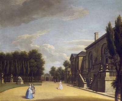 Ansicht der Chiswick Villa von hinten zum Inigo Jones Tor von George Lambert