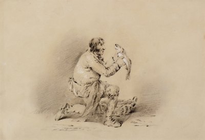 Fischer hält einen Fisch von George Morland