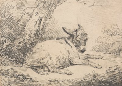 Studie eines Esels unter einem Baum von George Morland