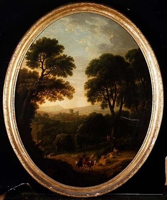 Waldlandschaft mit Bauern und Vieh auf einem Pfad von George Mullins