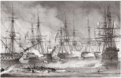 Die Seeschlacht von Navarino am 20. Oktober 1827, 1828 von George Philip Reinagle