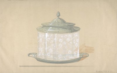 Entwurf für eine Glasbox mit Silberbasis und Deckel, 1820-65. von George Richards Elkington