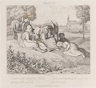 Bauern kehren vom Markt zurück, Nancy, ca. 1821 von George Robert Lewis