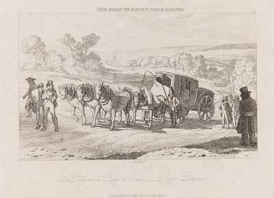 Straße nach Rouen von Dieppe, Diligence von George Robert Lewis