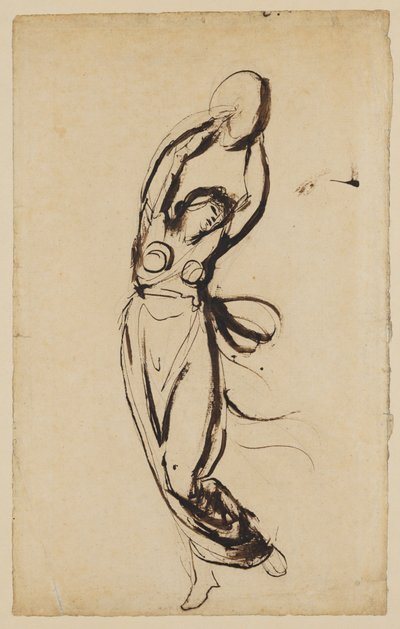 Eine Nymphe tanzt mit einem Tamburin von George Romney