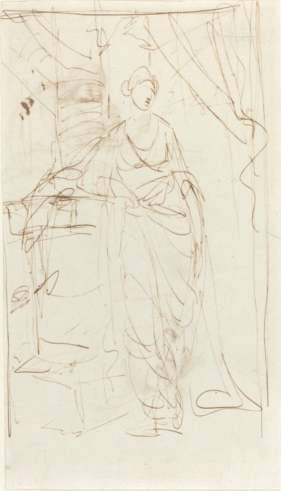 Eine elegante Dame in klassischer Kleidung [recto] von George Romney