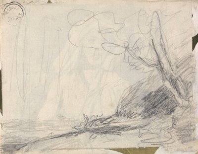 Landschaftsstudie für Titanias Begleiter, die Fledermäuse jagen von George Romney