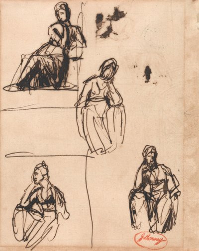Sitzende und halb kniende Frau von George Romney