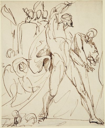 Skizze für die Figur von Macbeth in der Bankettszene aus Macbeth von George Romney
