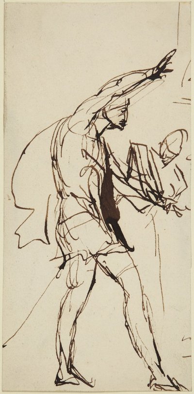 Skizze für die Figur von Macbeth in der Bankettszene aus Macbeth von George Romney