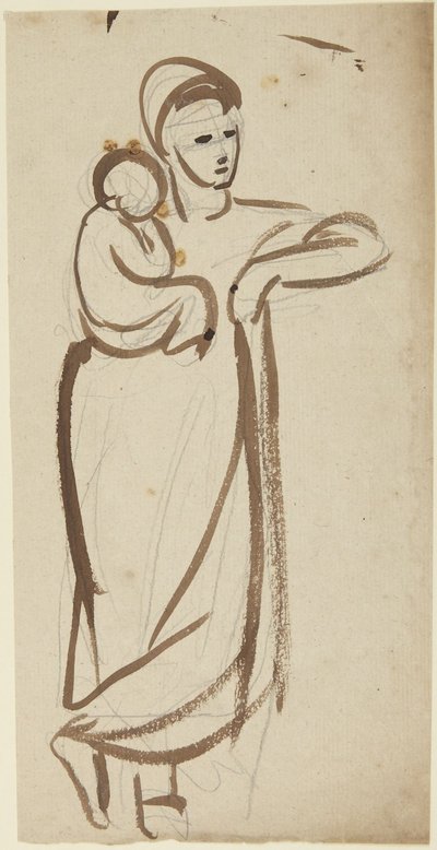 Stehende weibliche Figur, die ein Kind hält von George Romney