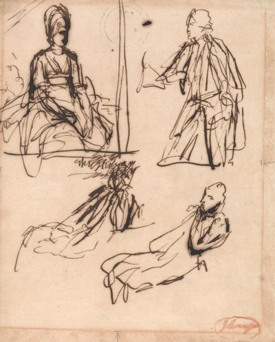 Studien für Porträts eines Mannes und einer Frau von George Romney