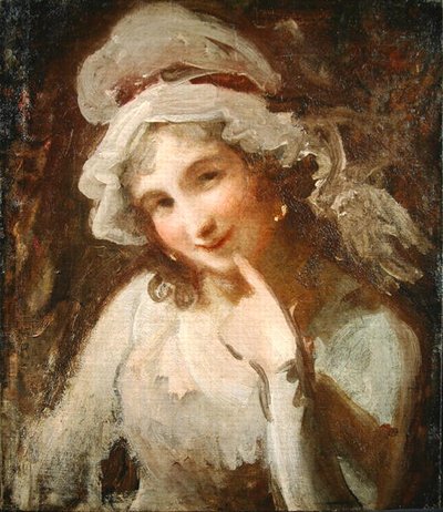 Studie einer lächelnden jungen Frau von George Romney