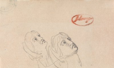 Zwei Köpfe, die nach oben schauen von George Romney
