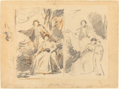 Zwei Studien für ein Porträt der Familie Warren von George Romney