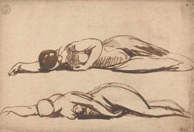 Zwei Studien einer liegenden Frau, möglicherweise Santa Cecilia von George Romney
