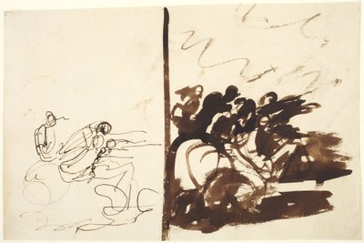 Zwei Studien einer Gruppe von Figuren, die nach rechts gestikulieren von George Romney