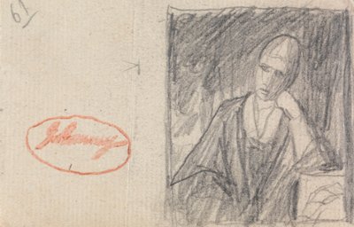 Frau, die ihren Kopf auf einen gebeugten Arm stützt von George Romney