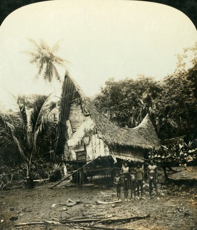 Eine einheimische Hütte, Sariba, Britisch-Neuguinea, ca. 1909 von George Rose