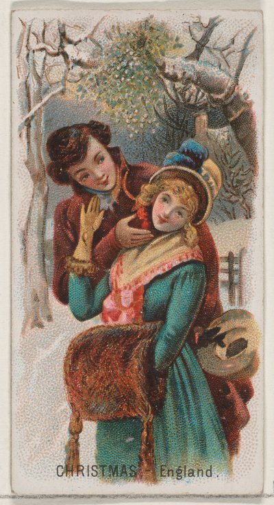 Weihnachten, England, aus der Feiertagsserie N80 für Duke-Zigarettenmarke, 1890 von George S. Harris and Sons