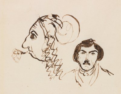 Selbstporträt mit Porträt von Delacroix, um 1845 von George Sand