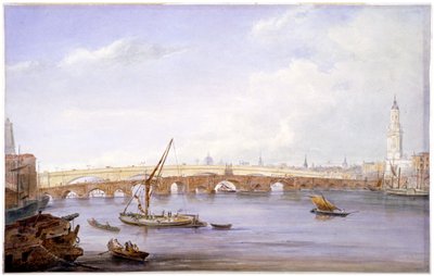 Alte und neue Londoner Brücken, London, 1831 von George Scharf