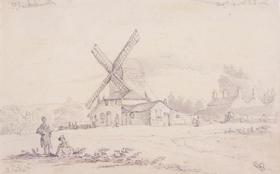 Ansicht der Mühle mit einer Windmühle auf Blackheath, Greenwich, London, 1833 von George Shepheard