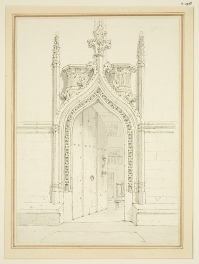 Tür des Vestraums von St. Mary Redcliffe, ca. 1812 von George Shepherd