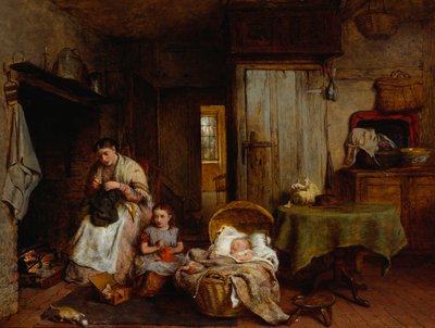 Eine Nähstunde am Feuer von George Smith