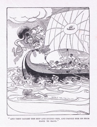 Und sie fingen das Schiff und führten es, und reichten es von Hand zu Hand, aus Die Helden, veröffentlicht von George Allen und Unwin 1929 von George Soper