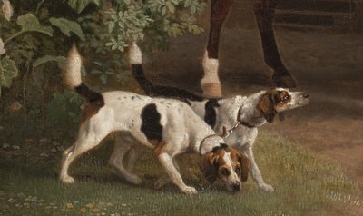(Detail) William Henry Cavendish Bentinck, 3. Herzog von Portland vor den Reitställen der Welbeck Abbey, 1766-7 von George Stubbs