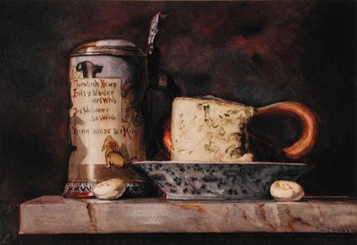 Stillleben mit Käse und Krug von George Thompson Hobbs