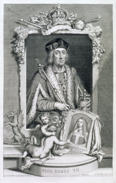 Heinrich VII. König von England ab 1485, nach einem Porträt in der königlichen Sammlung, graviert vom Künstler von George Vertue