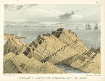Spaltung im Grauschiefer, Ringabella Bay, Co Cork von George Victor Du Noyer