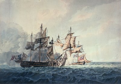Die Aktion zwischen Seiner Majestät Sloop, Bonne Citoyenne, und der französischen Fregatte, La Furieuse, am 6. Juli 1809, westlich der Inseln, graviert von R und D Havell, veröffentlicht von Robert Cribb im Jahr 1810 von George Webster