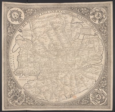 Karte der Poststraßen in der Umgebung von London von George Willdey