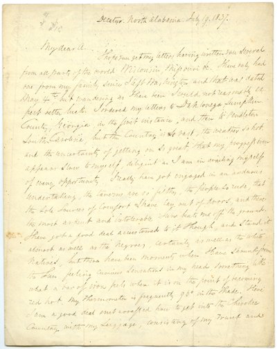 Unvollständiger Brief [von G.W. Featherstonhaugh], Decatur, NC, an Col. Abert [John James Abert], 19. Juli 1837 von George William Featherstonhaugh