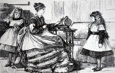 Nähmaschine in einem bürgerlichen Haushalt von George du Maurier