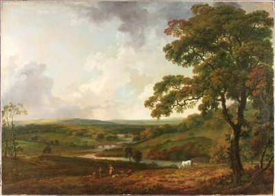 Eine Ansicht im Welbeck Park mit einem gewundenen Bach von George the Elder Barret