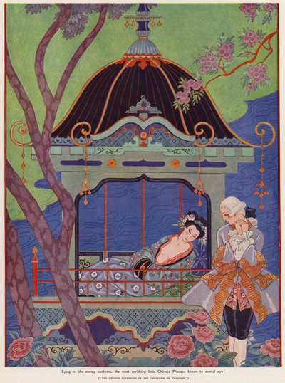 Chinesische Prinzessin in einem Pavillon liegend von Georges Barbier