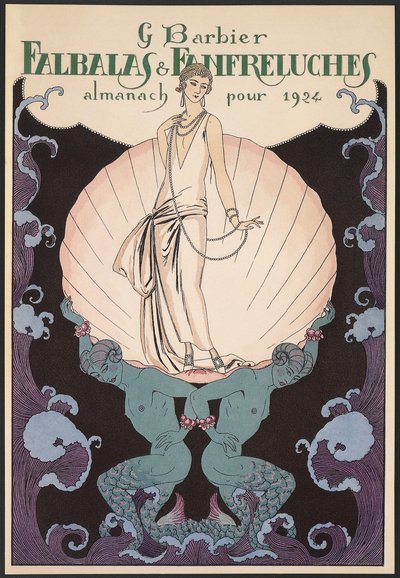 Falbalas et Fanfreluches, Almanach für 1924, Umschlag, von George Barbier, Druck von Georges Barbier