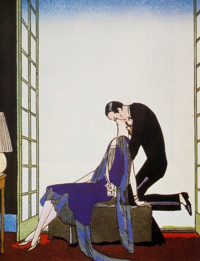 Le Feu, Lithographie von George Barbier, aus Falbalas et Fanfreluches, Almanach des Modes Présentes, Passées et Futures von Georges Barbier