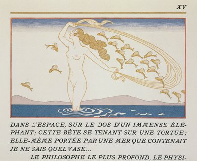 Frau watet durch Wasser, Illustration aus 