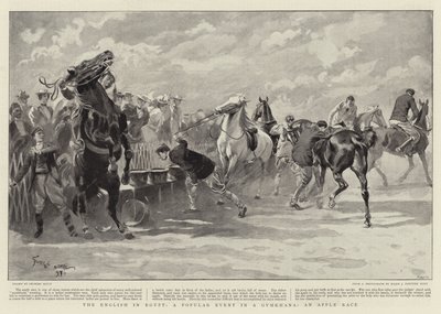 Die Engländer in Ägypten, ein beliebtes Ereignis bei einem Gymkhana, ein Apfelrennen von Georges Bertin Scott