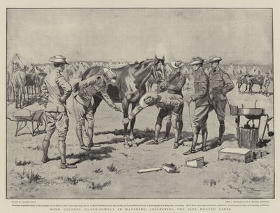 Mit Oberst Baden-Powell in Mafeking, Inspektion der Krankenpferdelinien von Georges Bertin Scott