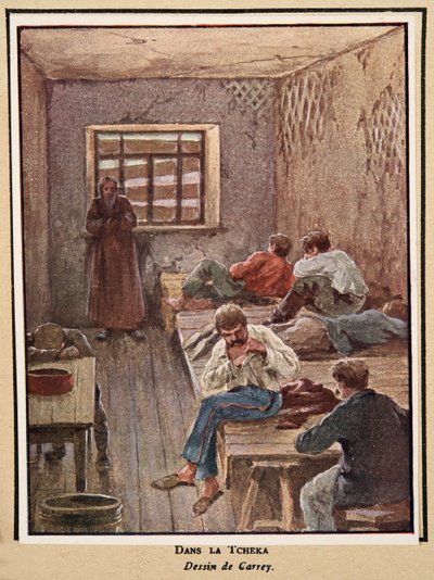 In der Tscheka; aus Histoire des Soviets, veröffentlicht 1922 von Georges Carrey